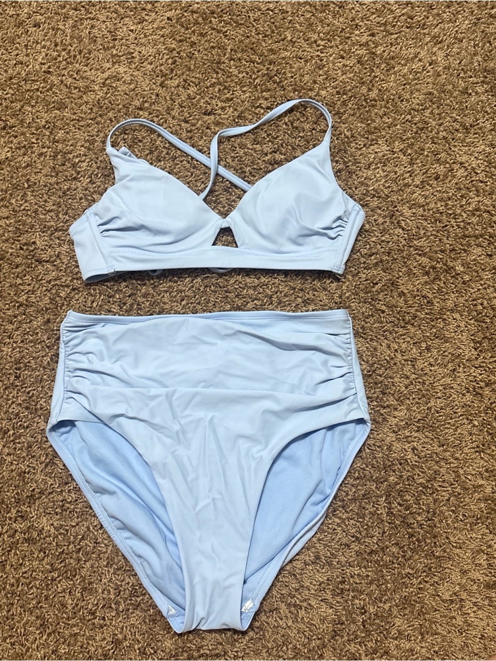 Shade & Shore Pale Blue Bikini Top with Strappy Detail